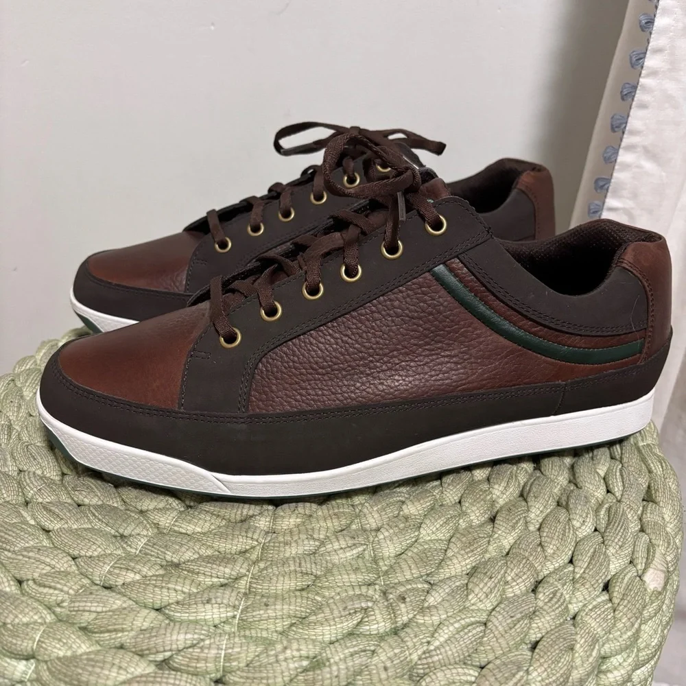 NEW FootJoy FJ Contour Casual Brown Leather Spikeless Golf Shoes Size 11.5 WIDE